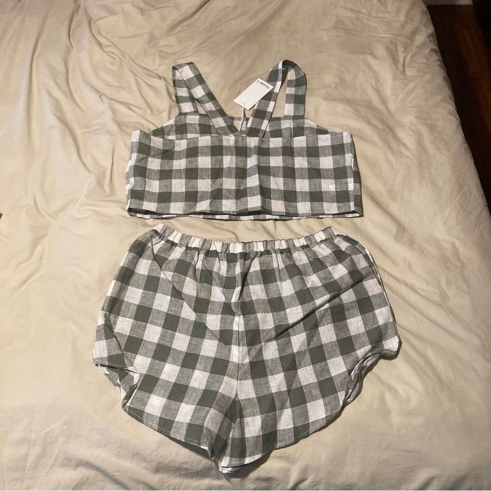 Vitamin A Tallows Crop & Short Green Checkered Set - Picture 3 of 7